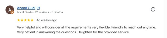 Google review from Anand Gudi, 5 stars